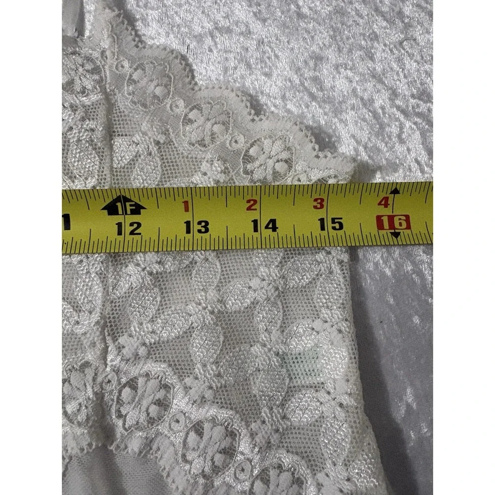 Vintage Leona White Sheer Lace Mesh Slip Dress Nightgown Lingerie Bridal Size S - Picture 8 of 8